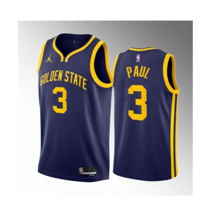 Men's Golden State Warriors #3 Chris Paul Navy Statement Edition Stitched Basketball Jersey