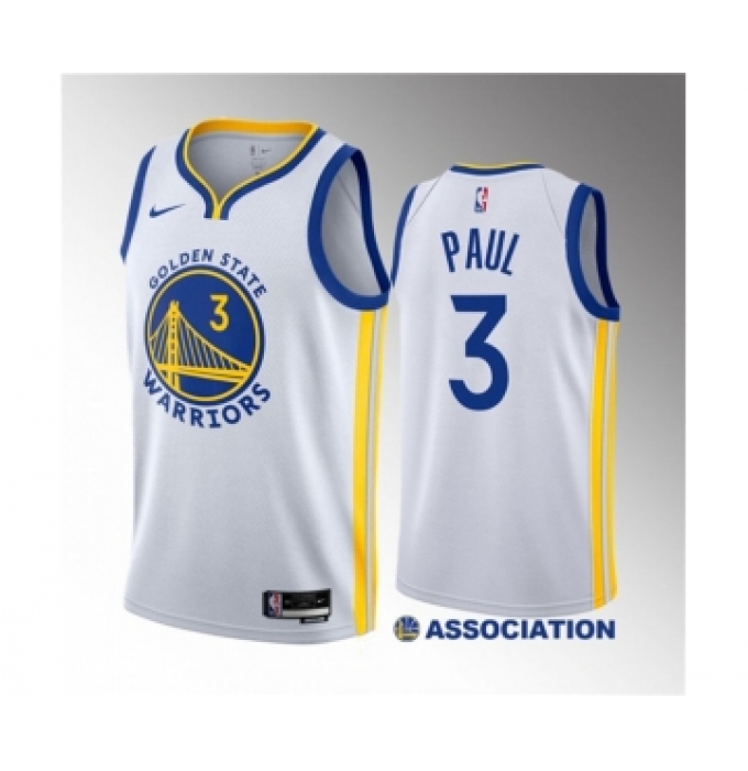Men's Golden State Warriors #3 Chris Paul White Association Edition Stitched Basketball Jersey