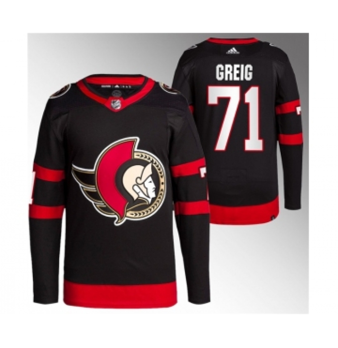 Men's Ottawa Senators #71 Ridly Greig Black Premier Breakaway Stitched Jersey