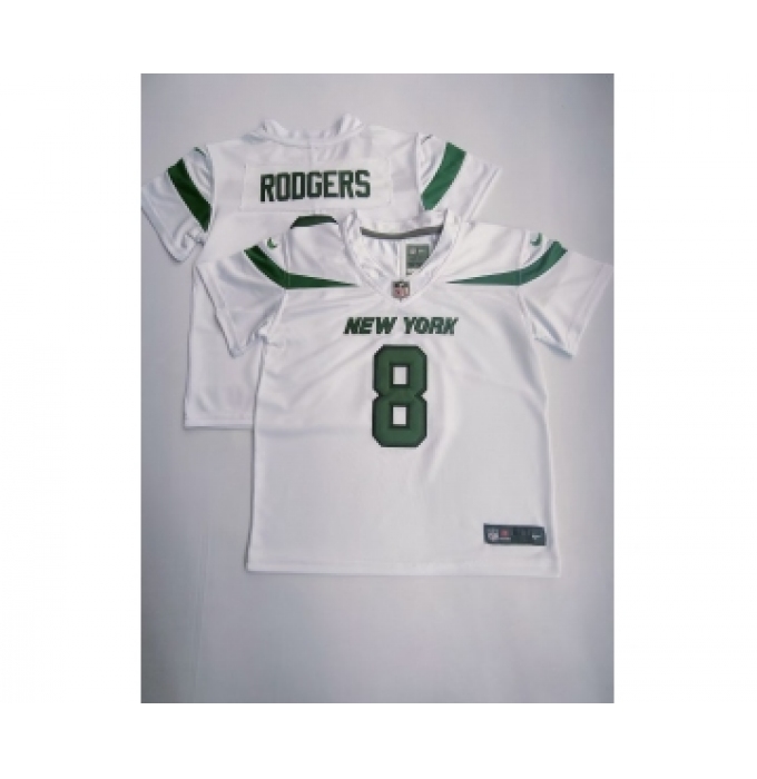 Toddlers New York Jets #8 Aaron Rodgers White 2023 Vapor Untouchable Stitched Limited Jersey
