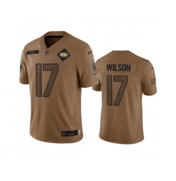 Men's Nike New York Jets #17 Garrett Wilson 2023 Brown Salute To Service Limited Football Stitched Jersey