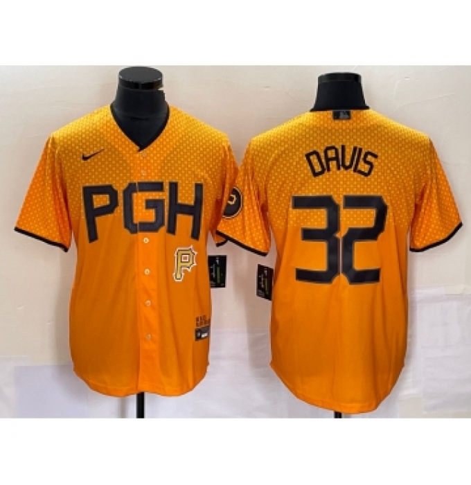 Men's Nike Pittsburgh Pirates #32 Henry Davis Yellow 2023 City Connect Stitched Jersey1