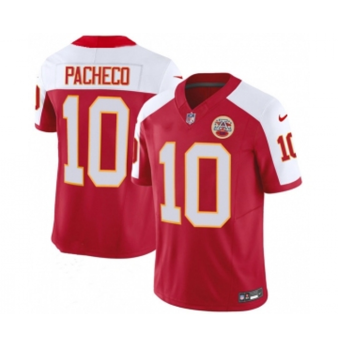Men's Nike Kansas City Chiefs #10 Isiah Pacheco Red White 2023 F.U.S.E. Vapor Untouchable Limited Football Stitched Jersey