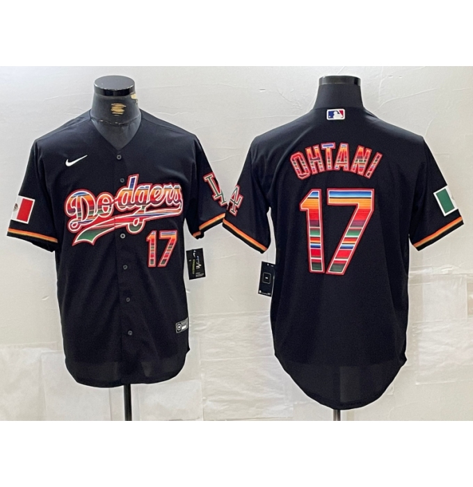 Men's Los Angeles Dodgers #17 Shohei Ohtani Black Mexico Cool Base Stitched Jersey