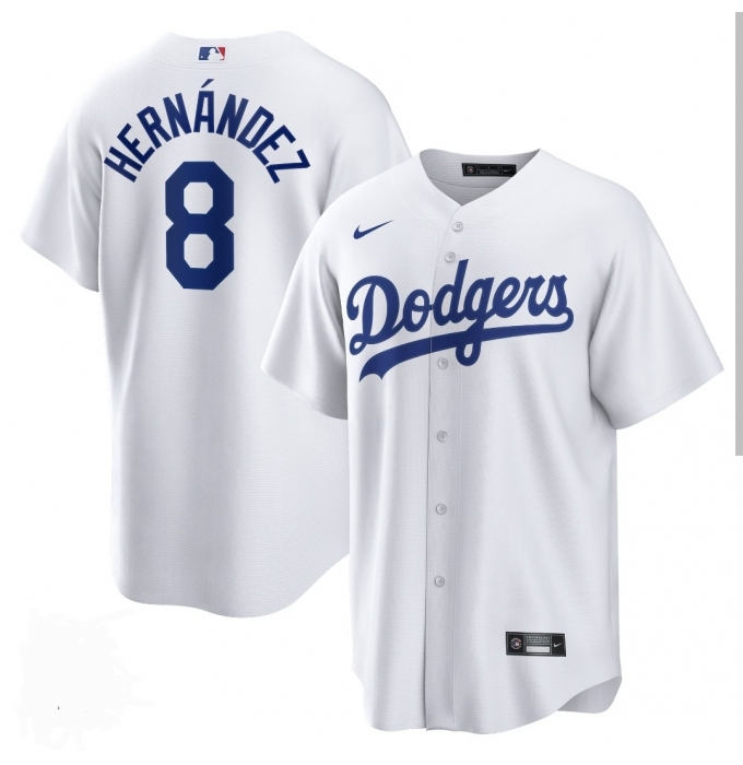 Men's Los Angeles Dodgers #8 Enrique Hernández White Cool Base Stitched Baseball Jersey