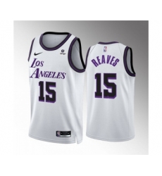 Men's Los Angeles Lakers #15 Austin Reaves White City Edition Stitched Basketball Jersey