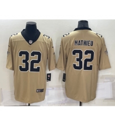 Men's New Orleans Saints #32 Tyrann Mathieu Gold Inverted Legend Stitched Jersey