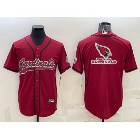 Men's Arizona Cardinals Red Team Big Logo With Patch Cool Base Stitched Baseball Jersey
