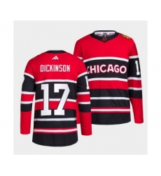 Men's Chicago Blackhawks #17 Jason Dickinson Red Black 2022 Reverse Retro Stitched Jersey