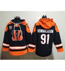 Men's Cincinnati Bengals #91 Trey Hendrickson Orange Black Ageless Must-Have Lace-Up Pullover Hoodie