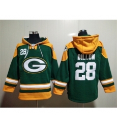 Men's Green Bay Packers #28 A.J. Dillon Green Lace-Up Pullover Hoodie