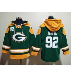 Men's Green Bay Packers #92 Reggie White Green Lace-Up Pullover Hoodie