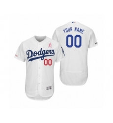 Men's Los Angeles Dodgers Custom White 2019 Mothers Day Flex Base Home Jersey