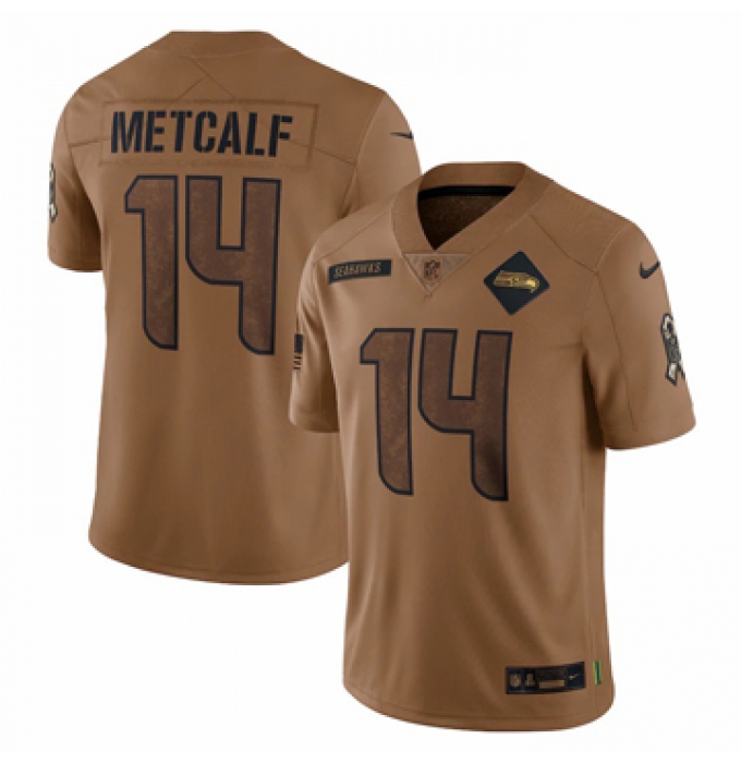 Men's Seattle Seahawks #14 DK Metcalf Nike Brown 2023 Salute To Service Limited Jersey