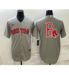 Men's Boston Red Sox Big Logo Grey Stitched MLB Cool Base Nike Jersey