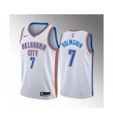 Men's Oklahoma City Thunder #7 Chet Holmgren 2022 Draft White Stitched NBA Jersey