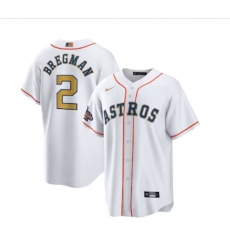 Men's Houston Astros #2 Alex Bregman Nike White Gold 2023 Gold Collection Replica Player Jersey