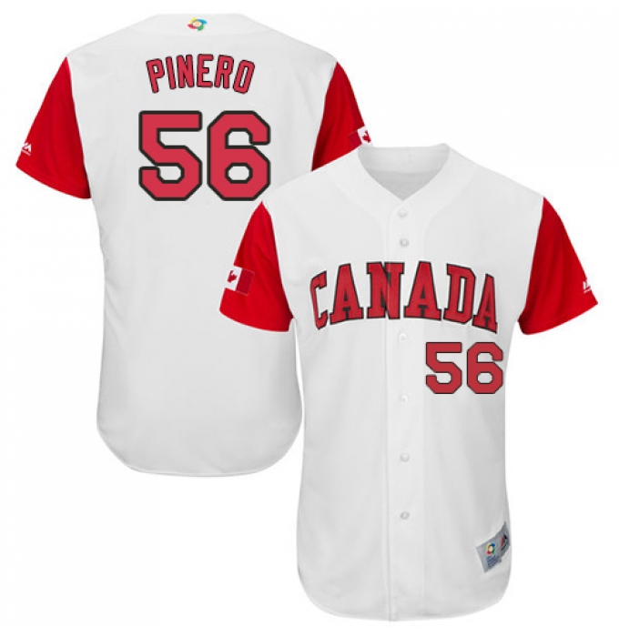 Men's Canada Baseball Majestic #56 Daniel Pinero White 2017 World Baseball Classic Authentic Team Jersey