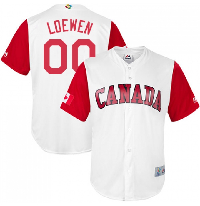 Men's Canada Baseball Majestic #00 Adam Loewen White 2017 World Baseball Classic Replica Team Jersey