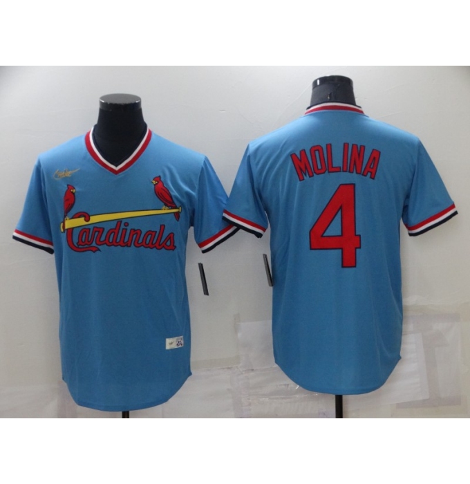 Men's Nike St. Louis Cardinals #4 Yadier Molina Blue Road Stitched Baseball Jersey
