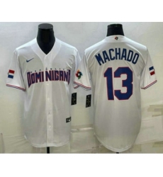 Men's Dominican Republic Baseball #13 Manny Machado 2023 White World Baseball Classic Stitched Jerseys