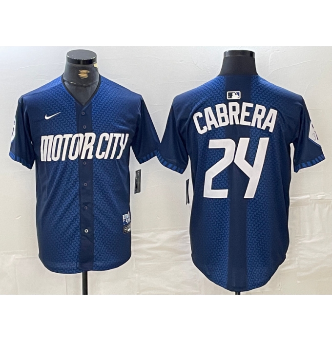 Men's Detroit Tigers #24 Miguel Cabrera Navy 2024 City Connect Cool Base Limited Stitched Jersey