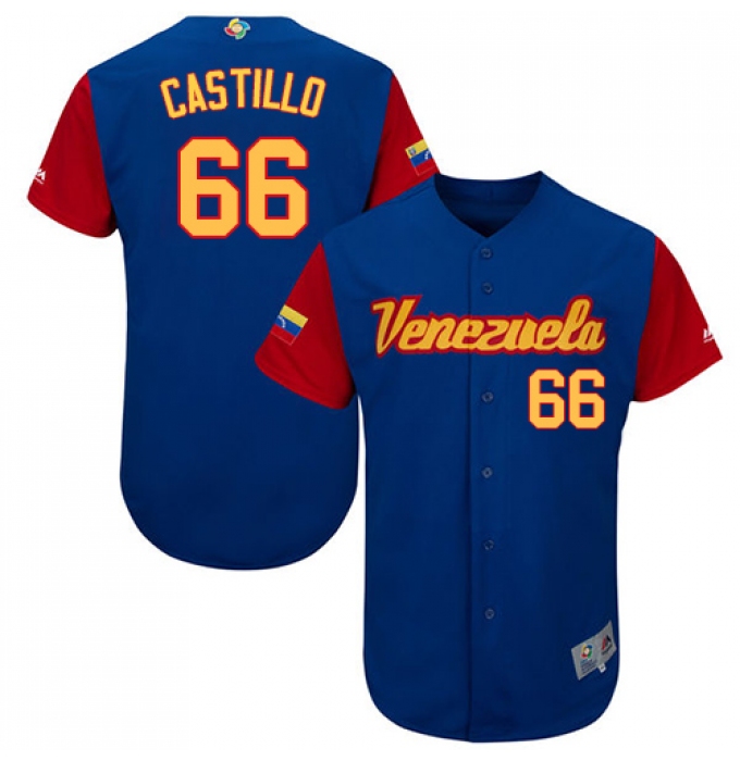 Men's Venezuela Baseball Majestic #66 Jose Castillo Royal Blue 2017 World Baseball Classic Authentic Team Jersey