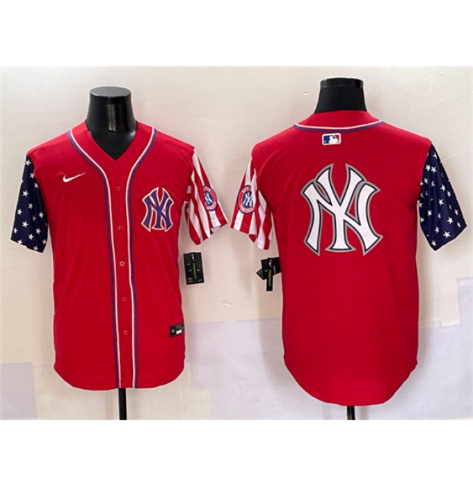 Men's New York Yankees Team Big Logo Red American Style Limited Stitched Baseball Jersey