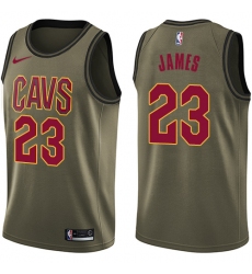 Youth Nike Cleveland Cavaliers #23 LeBron James Swingman Green Salute to Service NBA Jersey