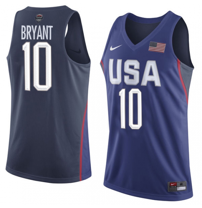 Men's Nike Team USA #10 Kobe Bryant Authentic Navy Blue 2016 Olympics Basketball Jersey