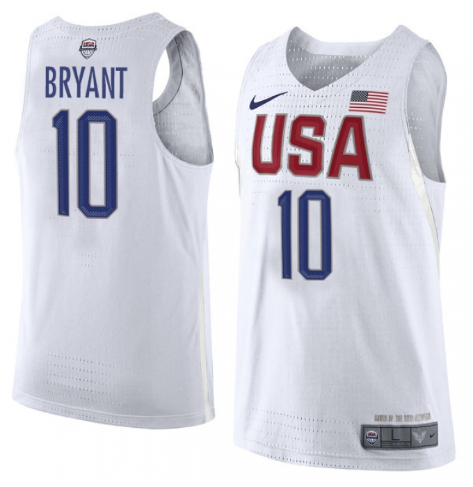 Men's Nike Team USA #10 Kobe Bryant Swingman White 2016 Olympics Basketball Jersey