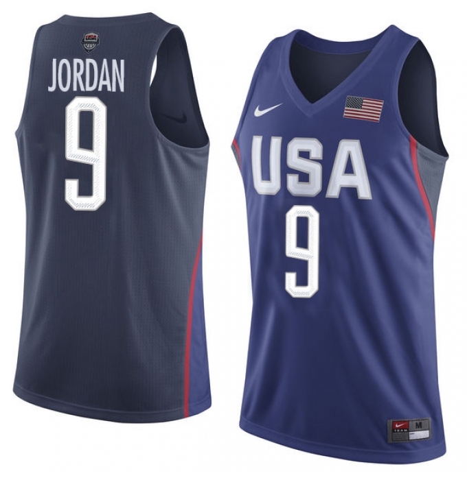 Men's Nike Team USA #9 Michael Jordan Swingman Navy Blue 2016 Olympics Basketball Jersey