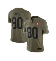 Men's San Francisco 49ers #80 Jerry Rice 2022 Olive Salute To Service Limited Stitched Jersey