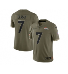 Men's Denver Broncos #7 John Elway 2022 Olive Salute To Service Limited Stitched Jersey