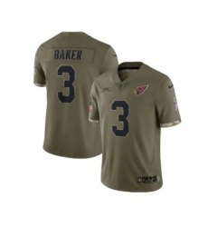Men's Arizona Cardinals #3 Budda Baker 2022 Olive Salute To Service Limited Stitched Jersey