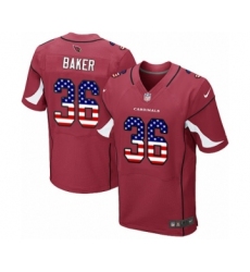 Men's Arizona Cardinals #36 Budda Baker Elite Red Home USA Flag Fashion Football Jersey