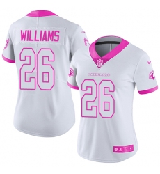 Women's Nike Arizona Cardinals #26 Brandon Williams Limited White/Pink Rush Fashion NFL Jersey