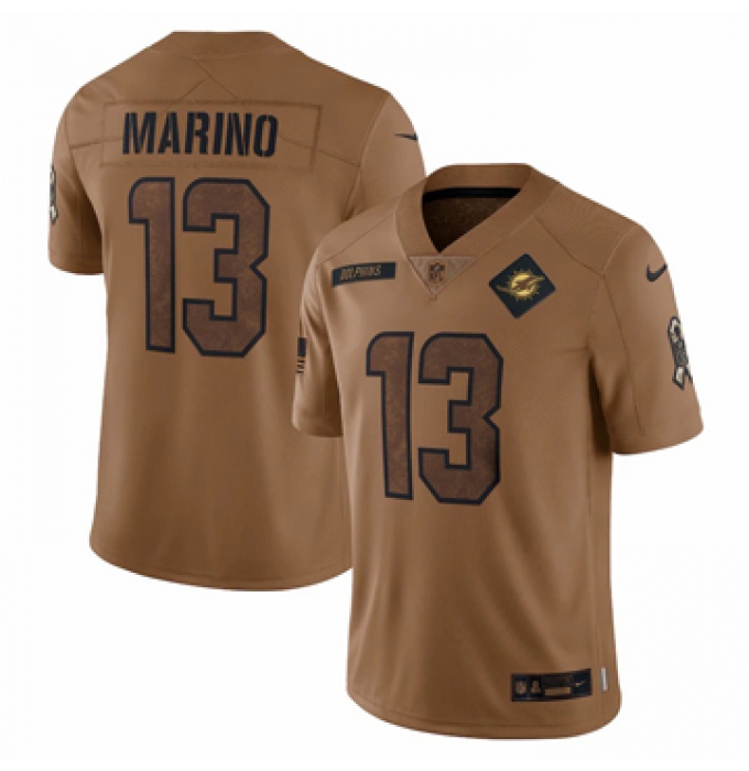 Men's Miami Dolphins #13 Dan Marino Nike Brown 2023 Salute To Service Retired Player Limited Jersey