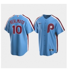Men Philadelphia Phillies #10 J.T. Realmuto Light Blue  Cooperstown Collection Road